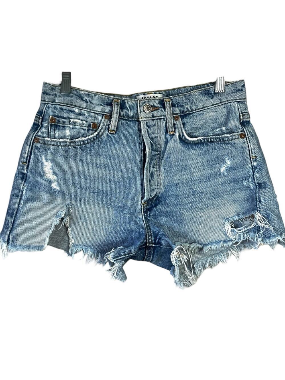 AGOLDE Parker Vintage Cut Off Short Swapmeet Distressed Size 26 Light Wash
